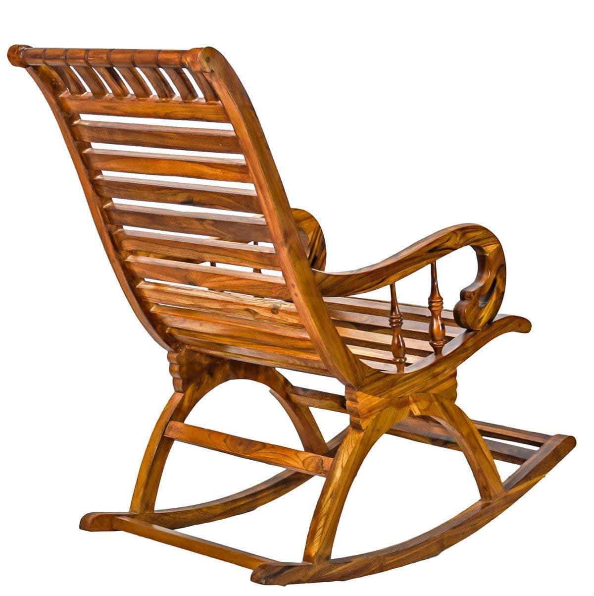 Teak Wood Smart Rocking Chair Natural Teak Finish - Ouch Cart 